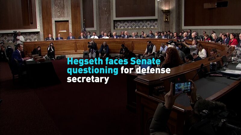 Hegseth faces Senate questioning for defense secretary video poster
