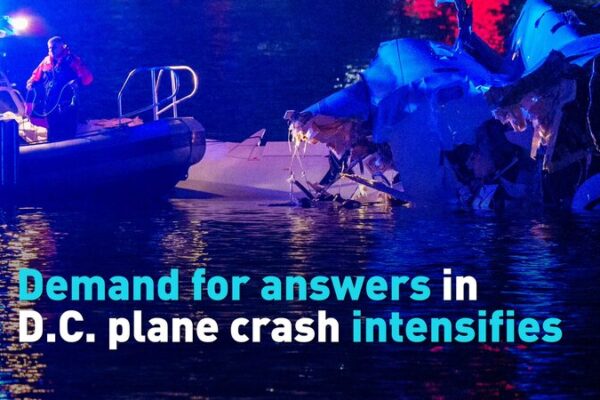 Rescue Teams Search Potomac River After Plane and Helicopter Crash Demand for answers in D.C. plane crash intensifies video poster