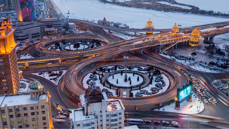 Live: A picturesque view of China's Harbin from Jihong Bridge
