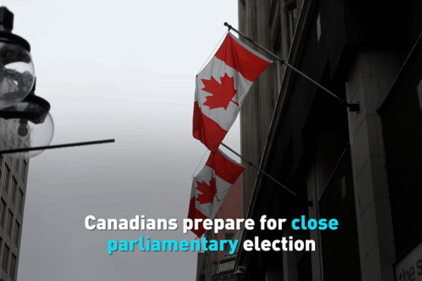 Canadians prepare for close parliamentary election video poster