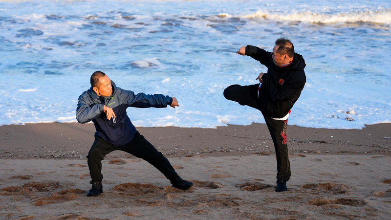 Twin_brothers_train_mantis_boxing_by_the_sea_in_Shandong - My Global News: Young Voices Twin brothers train mantis boxing by the sea in Shandong