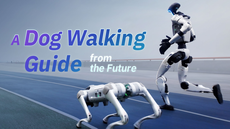 A dog walking guide from the future video poster