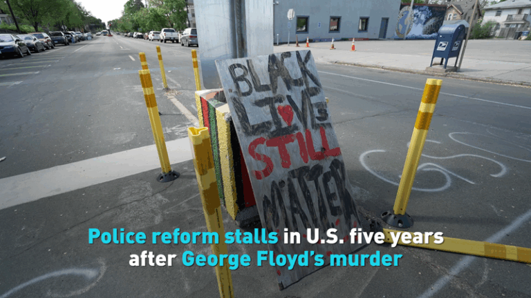 Police reform stalls in U.S. five years after George Floyd's murder video poster