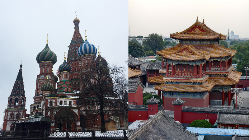 Sacred icons: Yonghe Temple and St. Basil's Cathedral