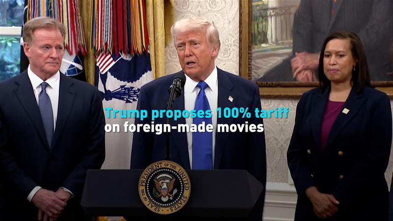 Trump proposes 100% tariff on foreign-made movies video poster