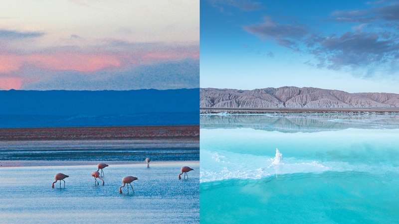 Walking among the clouds in Chile and China's salt lakes