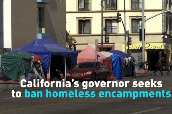 California’s Governor Wants to Clear Tent Camps from Public Spaces 🏕️ California’s governor pushes to ban homeless encampments video poster