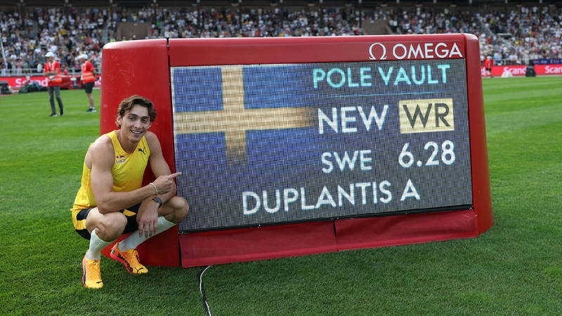 Duplantis raises pole vault world record to 6.28 meters