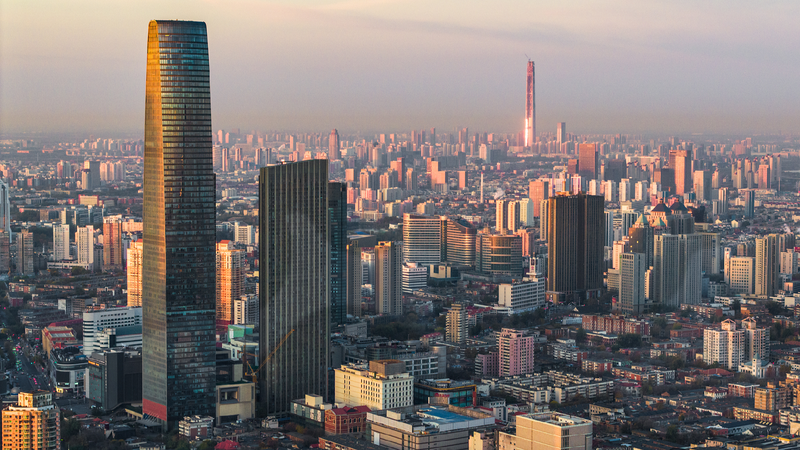 Live: A view of the Jinwan Square by the Haihe River in Tianjin