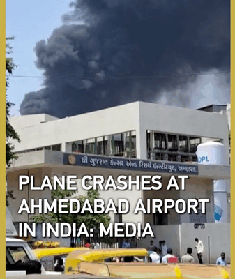 Air India Plane with 242 On Board Crashes After Takeoff London-bound plane crashes in India with 242 on board video poster