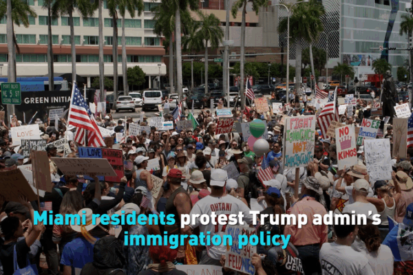 Miami’s Big March: Voices Rise Against Immigration Changes 🇺🇸 Miami residents protest Trump admin’s immigration policy video poster