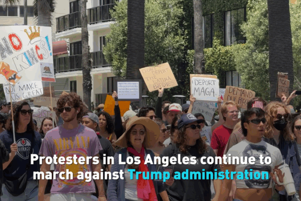 Marching for Change: LA Protesters Speak Up! โ Protesters in Los Angeles continue march against Trump administration video poster
