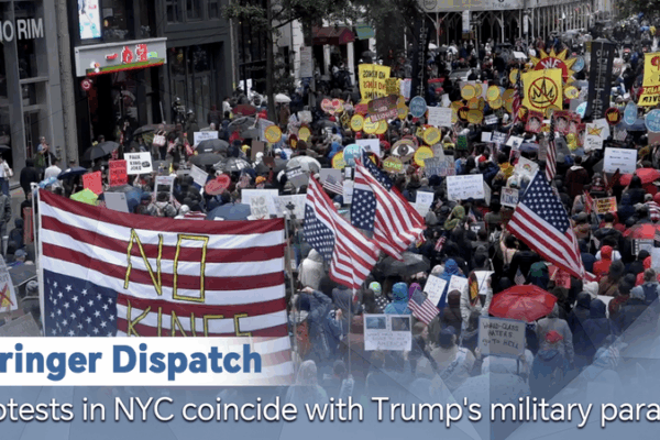 Protests in NYC Coincide with President Trump’s Big Parade Protests in NYC coincide with Trump's military parade video poster
