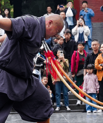 Shaolin Monk’s Incredible Spear-Throat Stunt! Shaolin's spear-throat stunt: A masterclass in controlled strength video poster