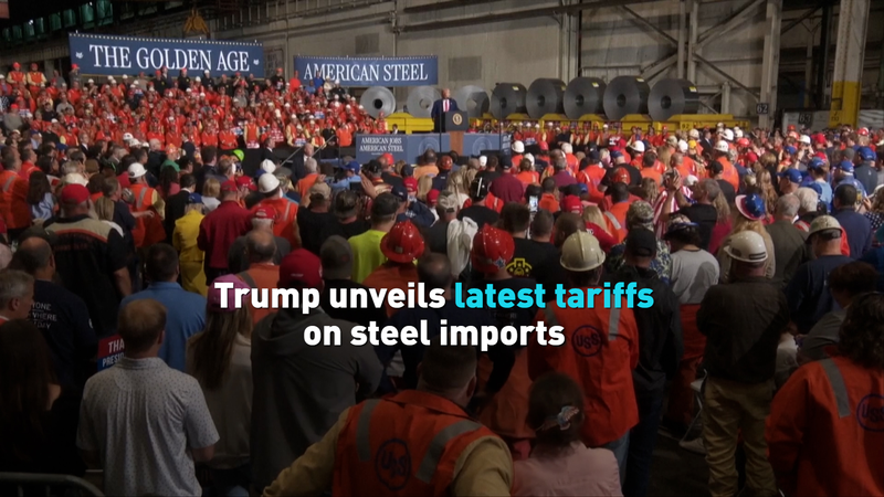 Trump unveils latest tariffs on steel imports video poster
