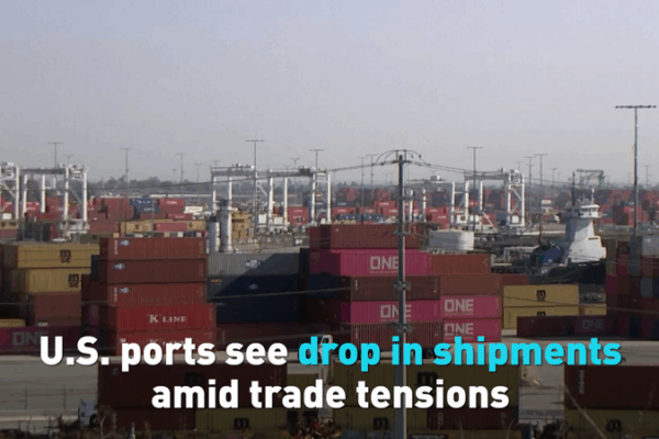 US Ports See Fewer Ships Due to Trade Tensions π’ U.S. ports see drop in shipments amid trade tensions video poster