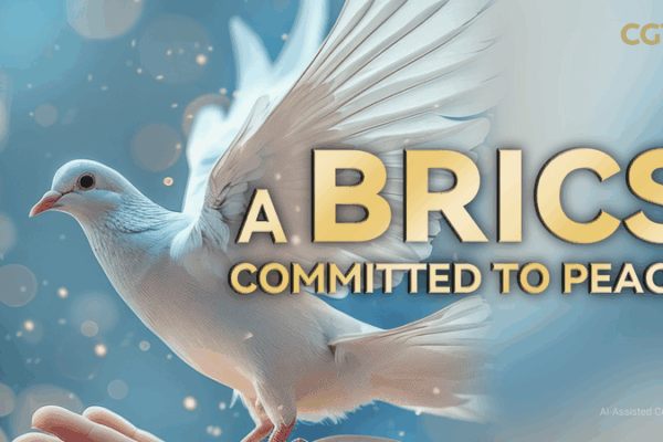 China Calls on BRICS Friends to Work Together for Peace AIGC Poster: China calls for building a BRICS committed to peace video poster