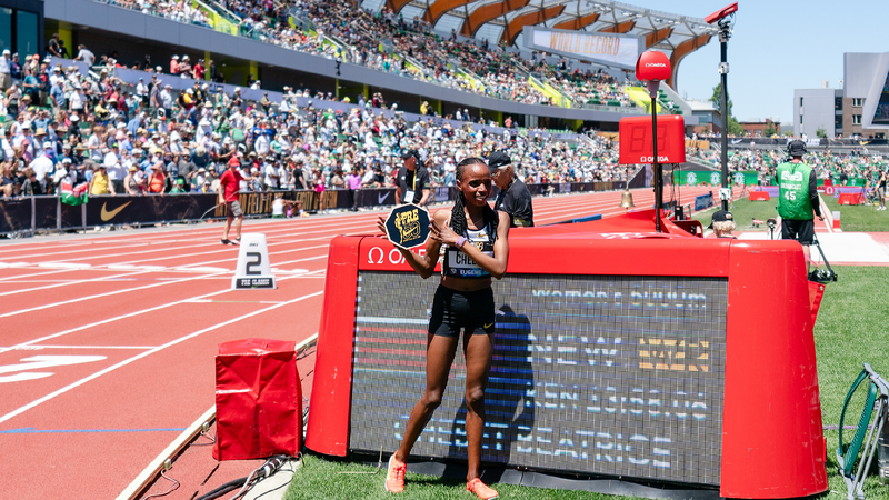 Chebet, Kipyegon break world records at Diamond League in Eugene