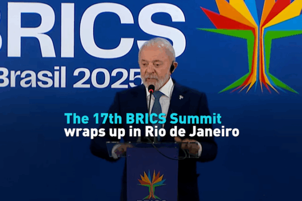 BRICS Leaders Welcome New Members at Exciting Summit in South Africa The 17th BRICS Summit wraps up in Rio de Janeiro video poster